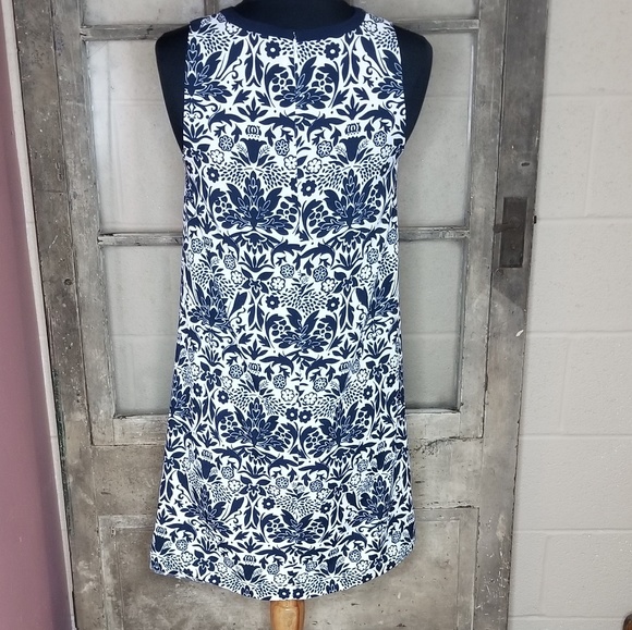 Ann Taylor Loft dress size xs navy blue white - Picture 2 of 5